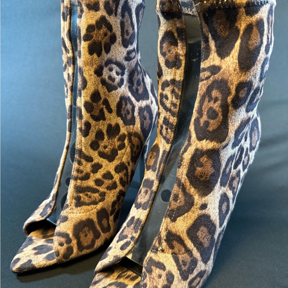 Leopard Print Open Toe Heels